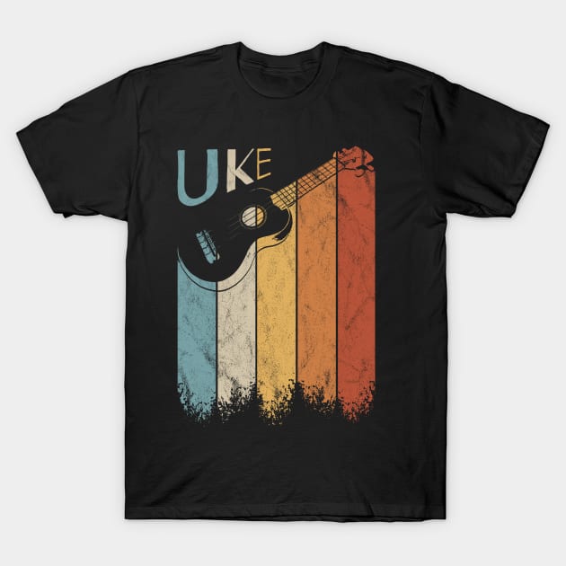 Hawaiian Retro Style Rainbow Ukulele Uke T-Shirt by SkizzenMonster